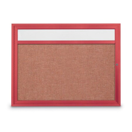 United Visual Products Slim Enclosed Corkboard, 30"x36", Satin Alum Frame/Pearl UVEB3036-SATIN-PEARL